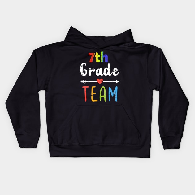 7th Grade Team Back To School Student Teacher Squad Kids Hoodie by Red and Black Floral